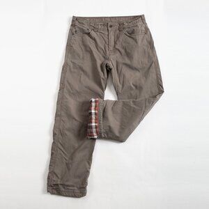 PrAna Men's Bronson Flannel Lined Pants Brown stone 36x32 (actual 36x31)